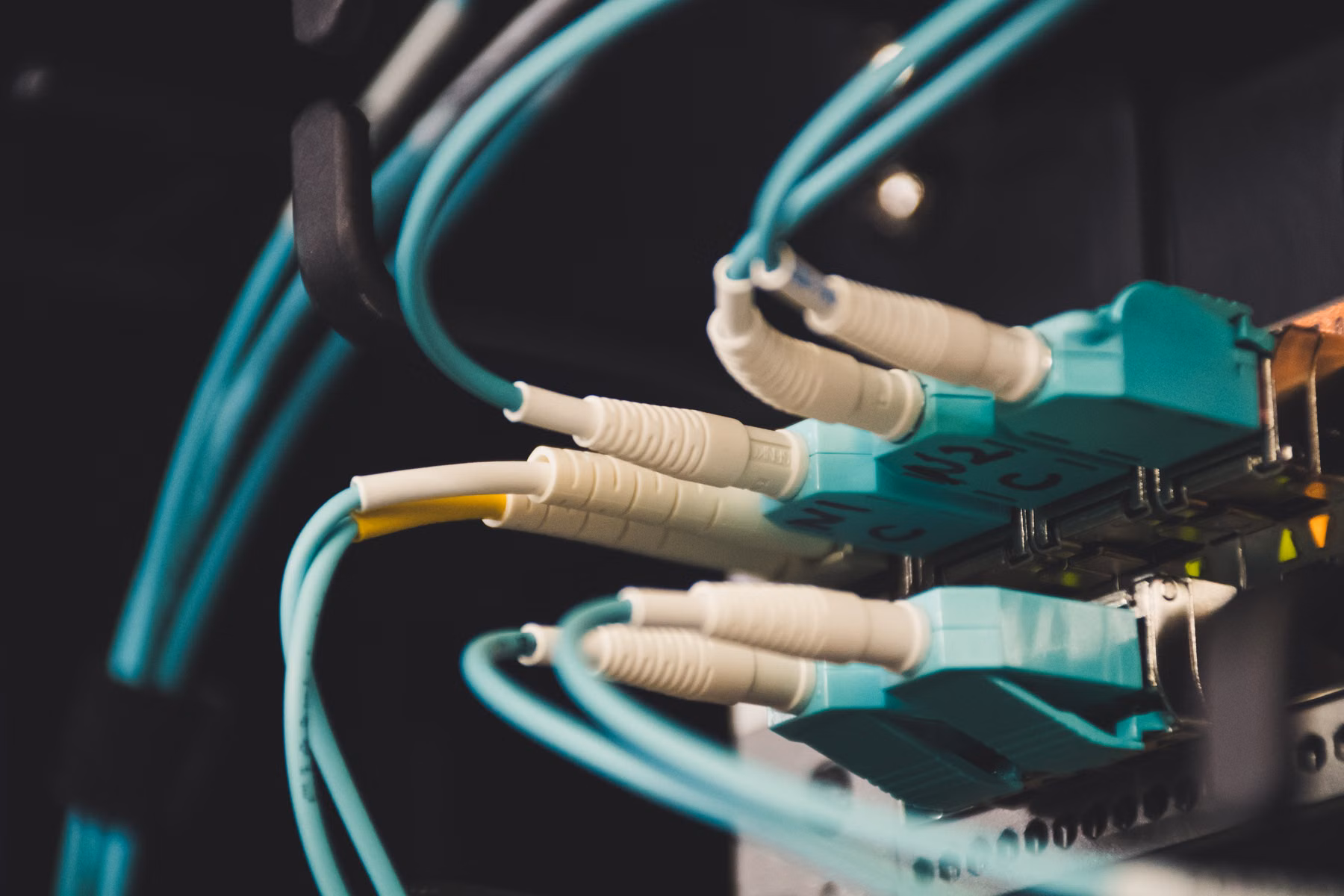 Network cables and connected systems representing data integration and APIs